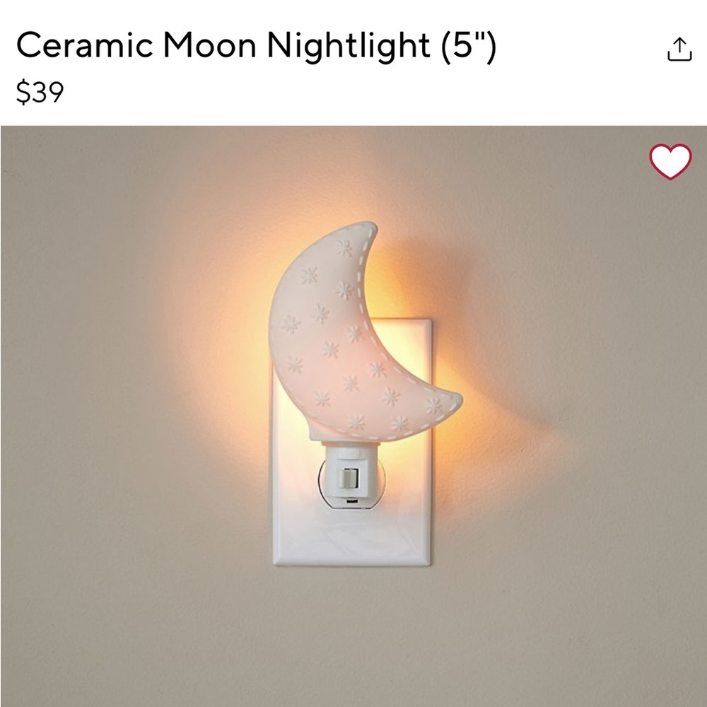 Pottery Barn Kids Ceramic Nightlight - Moon